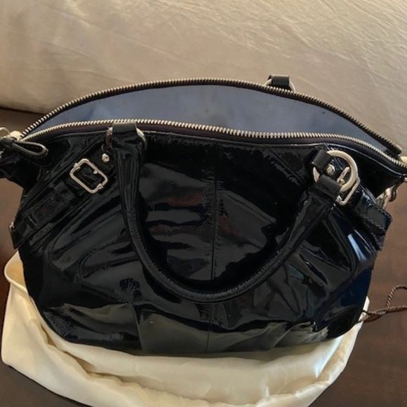 COACH Limited Edition Madison Sophia Navy Blue Patent Leather Purse - Picture 3 of 4